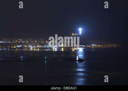 The coast of the district of Chorrillos in Lima, Peru at night Stock Photo