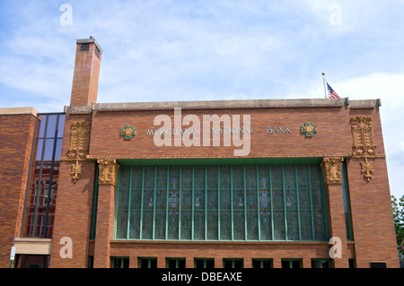 historic bank building in downtown winona minnesota of prairie school design constructed in 1912 Stock Photo