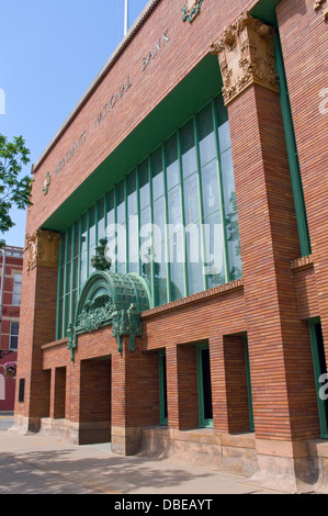 Bank building in downtown Winona Minnesota of prairie school design constructed in 1912 Stock Photo