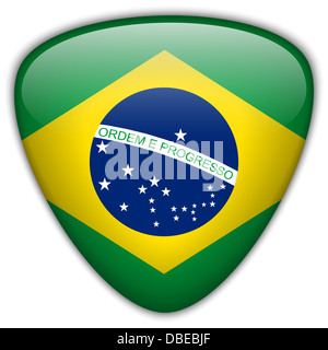 Vector - Brazil Flag Glossy Button Stock Photo