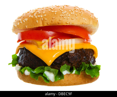 Big and Juicy cheese burger on a white background Stock Photo