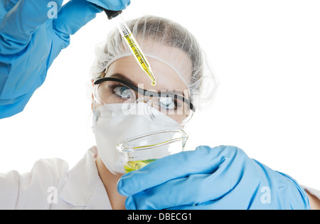 Medical worker conducting a routine medical test. Shot on a white background Stock Photo