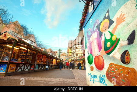 Christmas market at the city center. Colmar. Wine route. Haut-Rhin. Alsace. France Stock Photo