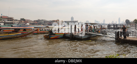 The 'Chao Phraya River' and 'Long tail boat' in Bangok Stock Photo