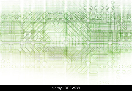 Cybernetics Mechanical Design as a Blueprints Art Stock Photo