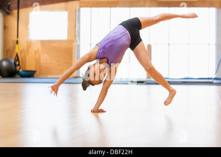 Chinese girl practicing gymnastics Stock Photo