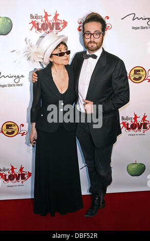 Yoko Ono, Sean Lennon The Beatles LOVE by Cirque du Soleil Fifth Anniversary Celebration at The Mirage  Las Vegas, Nevada - 08.06.11 Stock Photo