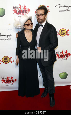 Yoko Ono, Sean Lennon The Beatles LOVE by Cirque du Soleil Fifth Anniversary Celebration at The Mirage  Las Vegas, Nevada - 08.06.11 Stock Photo