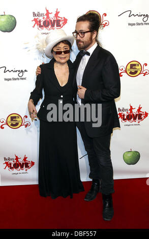 Yoko Ono, Sean Lennon The Beatles LOVE by Cirque du Soleil Fifth Anniversary Celebration at The Mirage  Las Vegas, Nevada - 08.06.11 Stock Photo