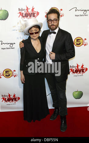 Yoko Ono, Sean Lennon The Beatles LOVE by Cirque du Soleil Fifth Anniversary Celebration at The Mirage  Las Vegas, Nevada - 08.06.11 Stock Photo