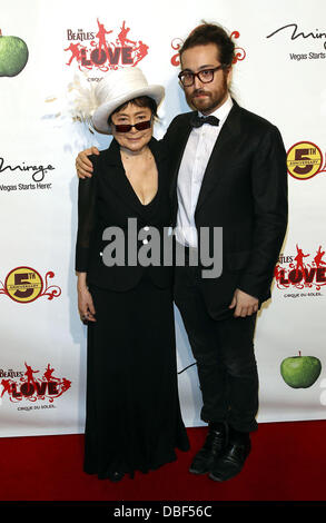 Yoko Ono, Sean Lennon The Beatles LOVE by Cirque du Soleil Fifth Anniversary Celebration at The Mirage  Las Vegas, Nevada - 08.06.11 Stock Photo