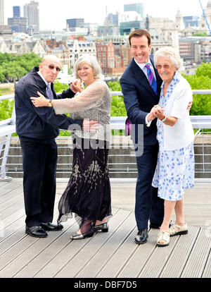 Ann Widdecombe and Anton du Beke join forces with Bupa at the National Theatre to encourage older people to dance their way to better health. Former politician and 2010 Strictly Come Dancing contestant Ann Widdecombe and professional ballroom dancer Anton du Beke are joining Bupa to help launch the initiative and offer dance demonstrations to Bupa care home residents. London, Engla Stock Photo