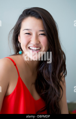 Japanese woman smiling Stock Photo