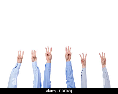 hands with three fingers Stock Photo