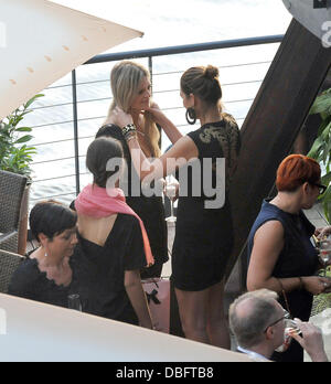 Italian goalkeeper Gianluigi 'Gigi' Buffon's wife Alena Seredova in gold and black dress at a pre-wedding dinner on a riverboat. Prague, Czech Republic - 15.06.11 **Not available for publication in Czech Republic and Slovakia. Available for publication in the rest of the world** Stock Photo