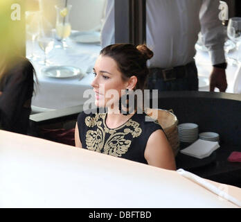 Italian goalkeeper Gianluigi 'Gigi' Buffon's wife Alena Seredova in gold and black dress at a pre-wedding dinner on a riverboat. Prague, Czech Republic - 15.06.11 **Not available for publication in Czech Republic and Slovakia. Available for publication in the rest of the world** Stock Photo