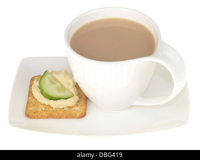 Tea with Houmous on Cracker Stock Photo