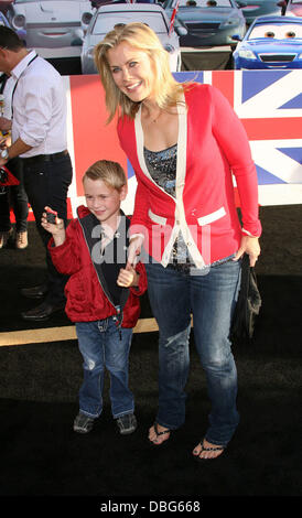 Alison Sweeney and son Benjamin Edward Sanov The Los Angeles premiere of 'Cars 2' held at El Capitan Theatre - Arrivals Los Angeles, California - 18.06.11 Stock Photo