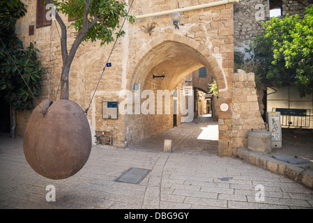 monument in alley of jafo old town in tel aviv israel Stock Photo