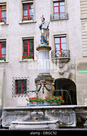 Sculpture Moses holding the Ten Commandments, Bern , Switzerland, Europe Stock Photo