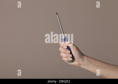 Hand holding screwdriver Stock Photo