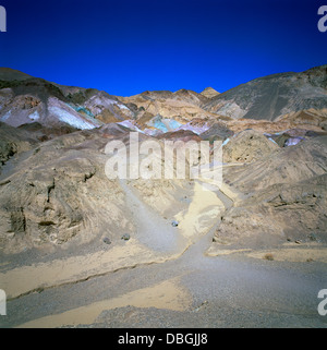 Artist's Palette, Death Valley National Park, California USA - Oxidation of Different Metals create Rock Colors, Black Mountains Stock Photo