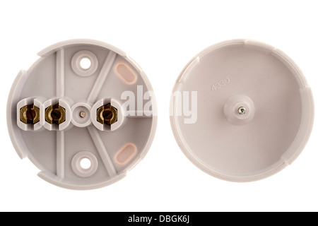 White electrical 30amp cable junction box Stock Photo