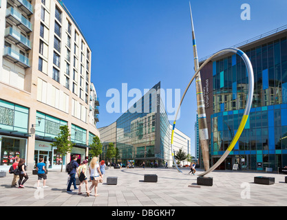 Cardiff city centre, The Hayes Pedestrian area in front of the John Lewis Store, South Glamorgan South Wales UK GB EU Europe Stock Photo