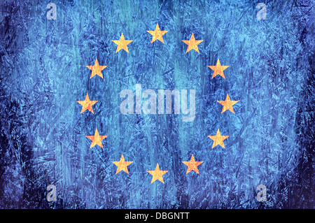 Official flag of European Union on the wooden background Stock Photo