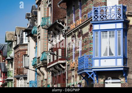 France, Normandy, Mers Les Bains, colorful seaside resort buildings. Stock Photo