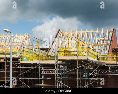 Roof timbers on new housing development, Grantham, Lincolnshire Stock Photo