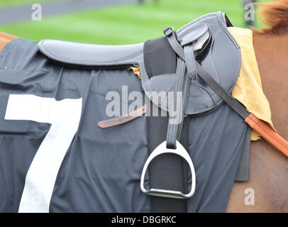 Goodwood, UK. 30th July, 2013. Light racing saddle of Expert Fighter ridden by Silvestre De Sousa during day one of the at Glorious Goodwood Festival. Credit:  Action Plus Sports/Alamy Live News Stock Photo