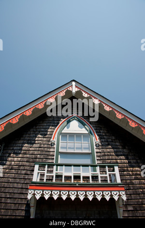 Massachusetts, Martha's Vineyard, Oak Bluffs. Historic Victorian Campground Cottage, National Historic Landmark. Stock Photo