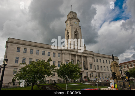 Art Deco styling on the Town Hall in Barnsley, South Yorkshire. Stock Photo