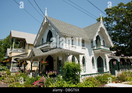 Massachusetts, Martha's Vineyard, Oak Bluffs. Historic Victorian Campground Cottage, National Historic Landmark. Stock Photo