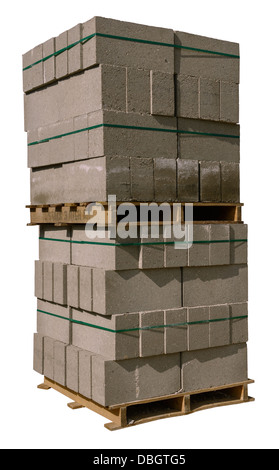 Pallet of concrete building blocks Stock Photo