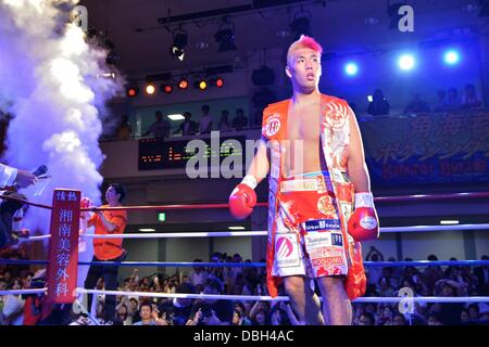 Kyotaro Fujimoto (JPN), JULY 25, 2013 - Boxing : Kyotaro Fujimoto of Japan enters the ring before the vacant Japanese heavyweight title bout at Korakuen Hall in Tokyo, Japan. (Photo by Hiroaki Yamaguchi/AFLO) Stock Photo