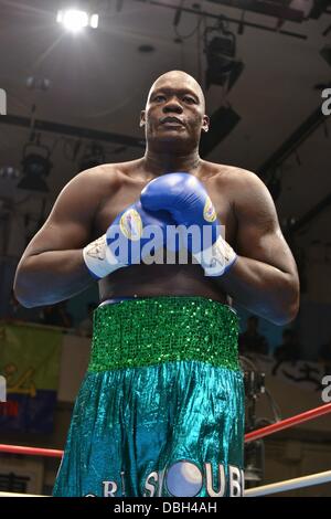 Okello Peter (UGA), JULY 25, 2013 - Boxing : Okhello Peter of Uganda before the vacant Japanese heavyweight title bout at Korakuen Hall in Tokyo, Japan. (Photo by Hiroaki Yamaguchi/AFLO) Stock Photo