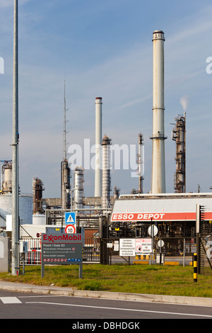 ESSO depot and refinery in the harbor of Antwerp during daytime. Stock Photo