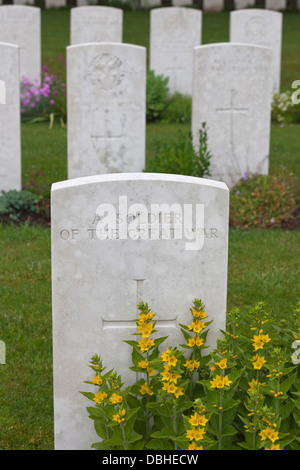 France, Pas de Calais, Vimy Ridge National Historic Site of Canada, Canadian cemetery Number 2, gravestone of unknown soldier. Stock Photo