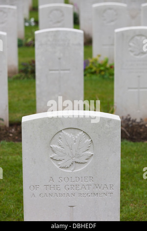 France, Pas de Calais, Vimy Ridge National Historic Site of Canada, Canadian cemetery Number 2, gravestone of unknown soldier. Stock Photo