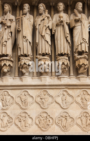 France, Picardy, Somme, Amiens, Cathedrale Notre Dame cathedral, front entrance detail. Stock Photo