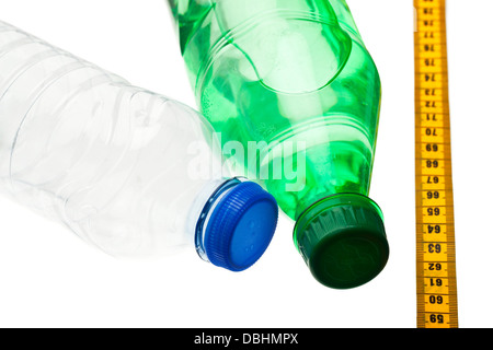 bottles and measuring tape Stock Photo
