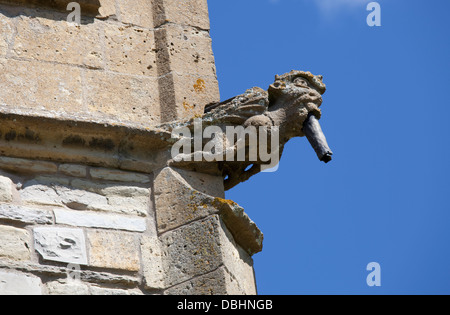 Weathered gargoyle with rain spout All Saints Church Weston-on-Avon Warwickshire UK Stock Photo