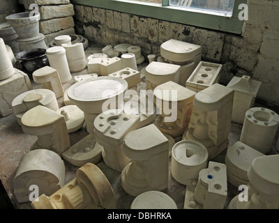 Various molds, mould room from Longton Stoke-On-Trent Great Britain showing potteries heritage at the Gladstone Pottery Museum Stock Photo