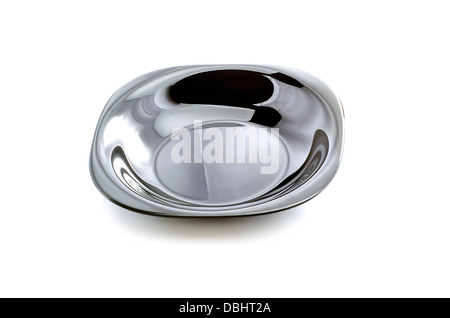 Empty black dish isolated on white Stock Photo