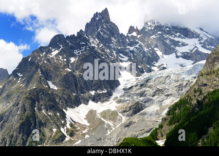 Mont Blanc or Monte Bianco from the Italian side of the tunnel in summer Stock Photo