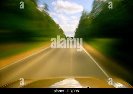 car drive motion blured on hight speed Stock Photo