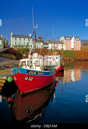 Fishing boats, early morning in the harbour of the Connemara village of Roundstone, county Galway, Ireland Stock Photo