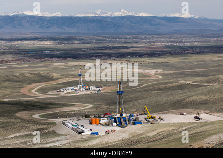Natural gas development, WY Stock Photo